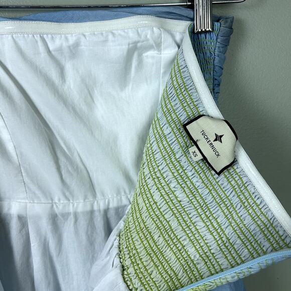 Tuckernuck Kaia Dress Chartreuse and Sky Blue Green Ombre Strapless Midi size XS - Picture 12 of 13